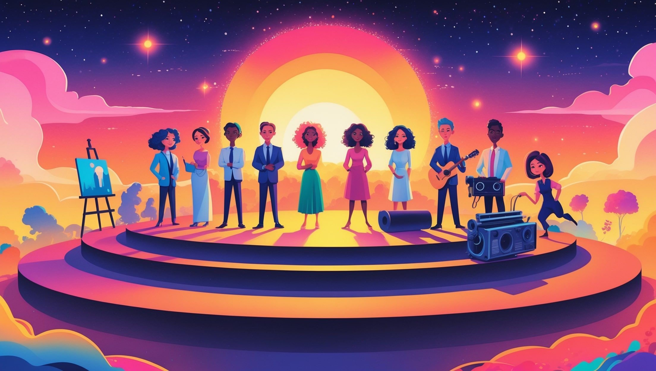 艺术、娱乐与语言中的日落